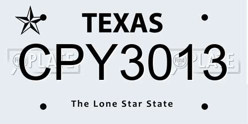 CPY3013 Texas License Plate