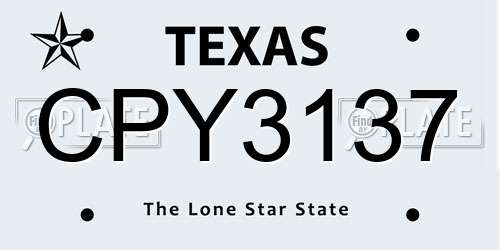 CPY3137 Texas License Plate