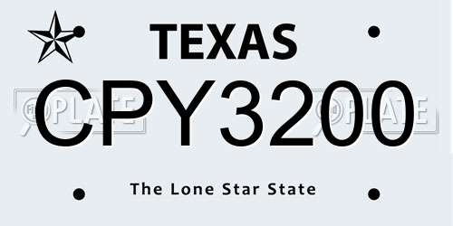CPY3200 Texas License Plate