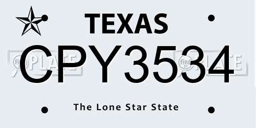 CPY3534 Texas License Plate