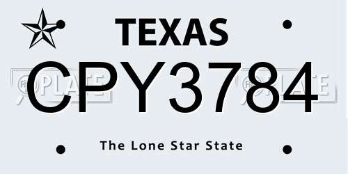 CPY3784 Texas License Plate