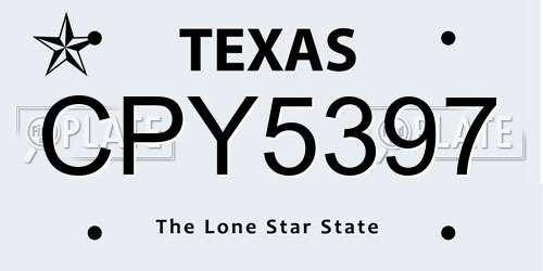 CPY5397 Texas License Plate