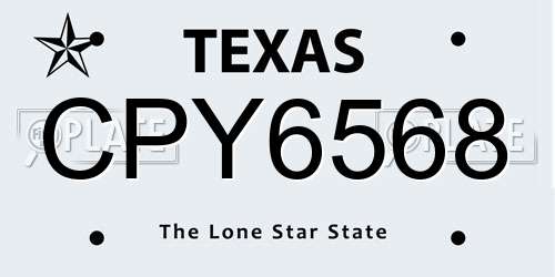 CPY6568 Texas License Plate