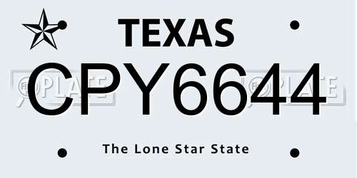 CPY6644 Texas License Plate