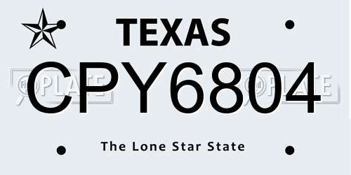 CPY6804 Texas License Plate