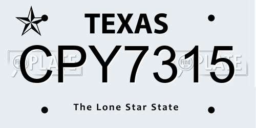 CPY7315 Texas License Plate