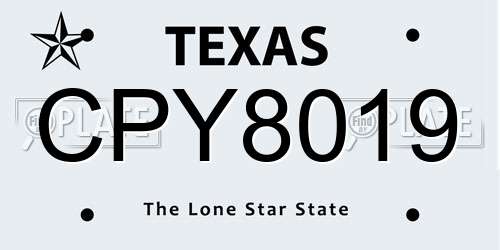 CPY8019 Texas License Plate