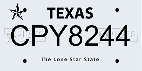 CPY8244 Texas License Plate