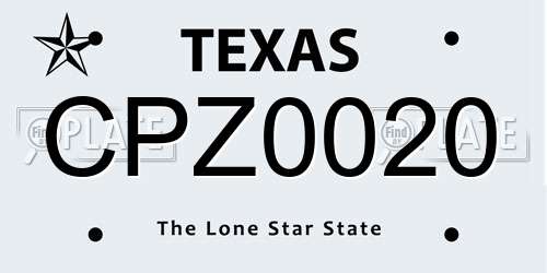 CPZ0020 Texas License Plate