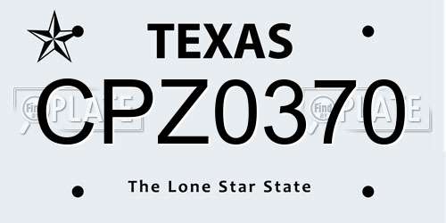 CPZ0370 Texas License Plate