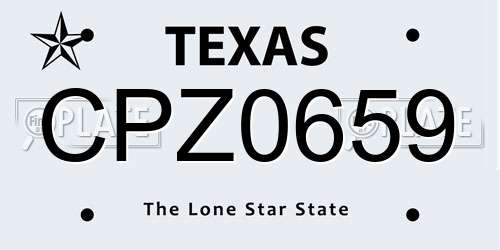 CPZ0659 Texas License Plate