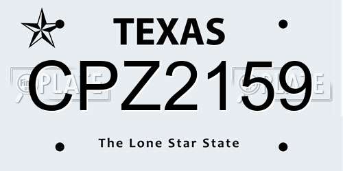 CPZ2159 Texas License Plate
