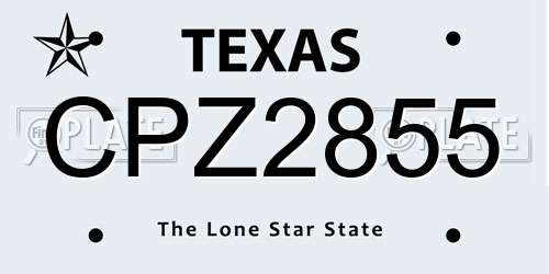 CPZ2855 Texas License Plate