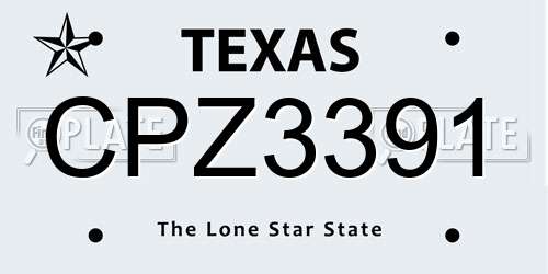 CPZ3391 Texas License Plate
