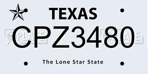 CPZ3480 Texas License Plate