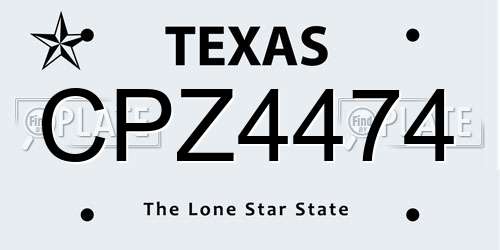 CPZ4474 Texas License Plate