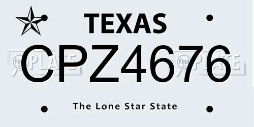 CPZ4676 Texas License Plate