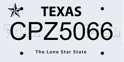 CPZ5066 Texas License Plate