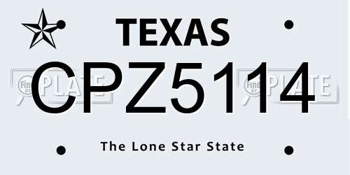 CPZ5114 Texas License Plate