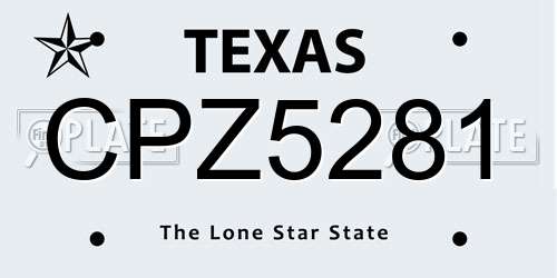 CPZ5281 Texas License Plate
