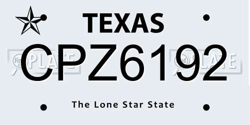 CPZ6192 Texas License Plate