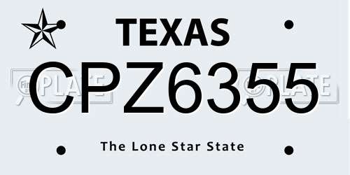 CPZ6355 Texas License Plate
