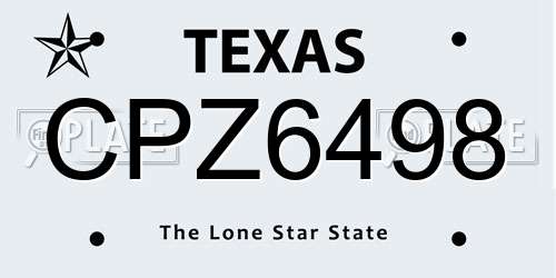 CPZ6498 Texas License Plate