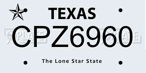CPZ6960 Texas License Plate