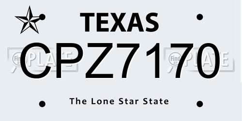 CPZ7170 Texas License Plate