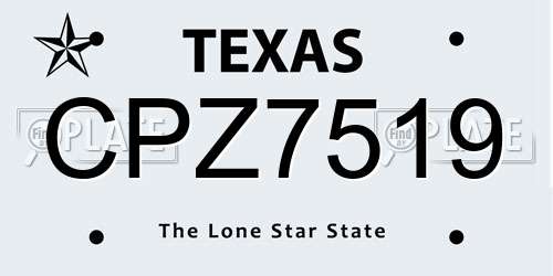 CPZ7519 Texas License Plate