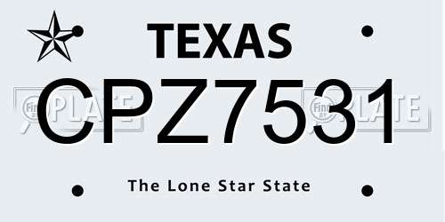 CPZ7531 Texas License Plate
