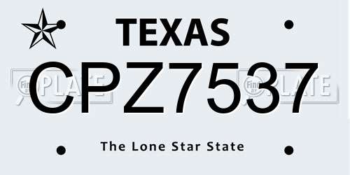 CPZ7537 Texas License Plate