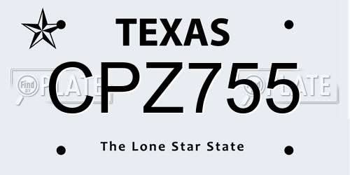 CPZ755 Texas License Plate