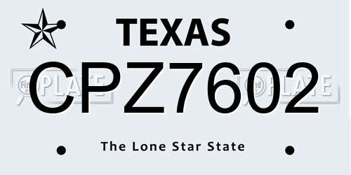 CPZ7602 Texas License Plate