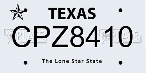 CPZ8410 Texas License Plate