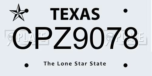 CPZ9078 Texas License Plate