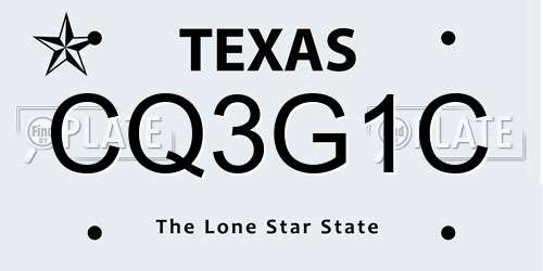 CQ3G1C Texas License Plate