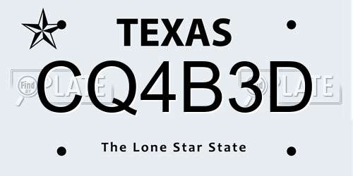 CQ4B3D Texas License Plate