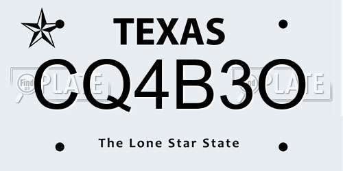 CQ4B3O Texas License Plate