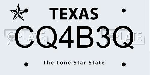 CQ4B3Q Texas License Plate
