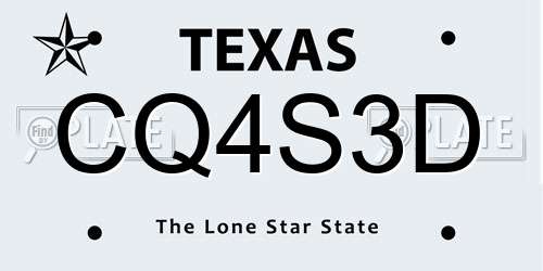 CQ4S3D Texas License Plate