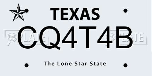 CQ4T4B Texas License Plate