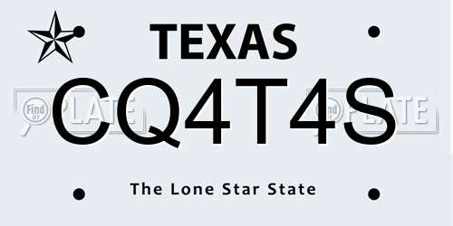 CQ4T4S Texas License Plate
