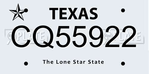 CQ55922 Texas License Plate
