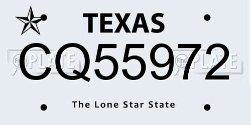 CQ55972 Texas License Plate
