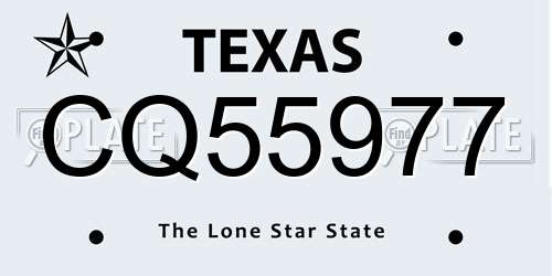 CQ55977 Texas License Plate