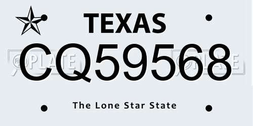 CQ59568 Texas License Plate