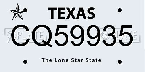 CQ59935 Texas License Plate