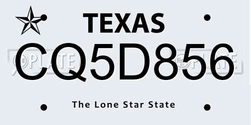 CQ5D856 Texas License Plate