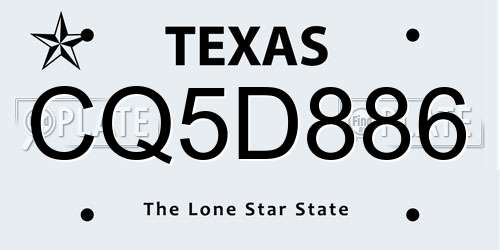 CQ5D886 Texas License Plate